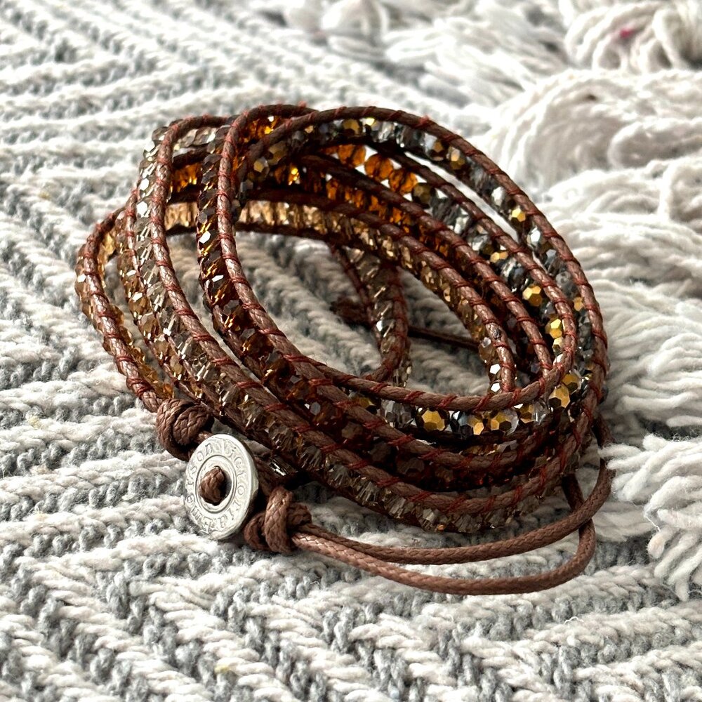 Victoria Emerson leather crystal wrap bracelet